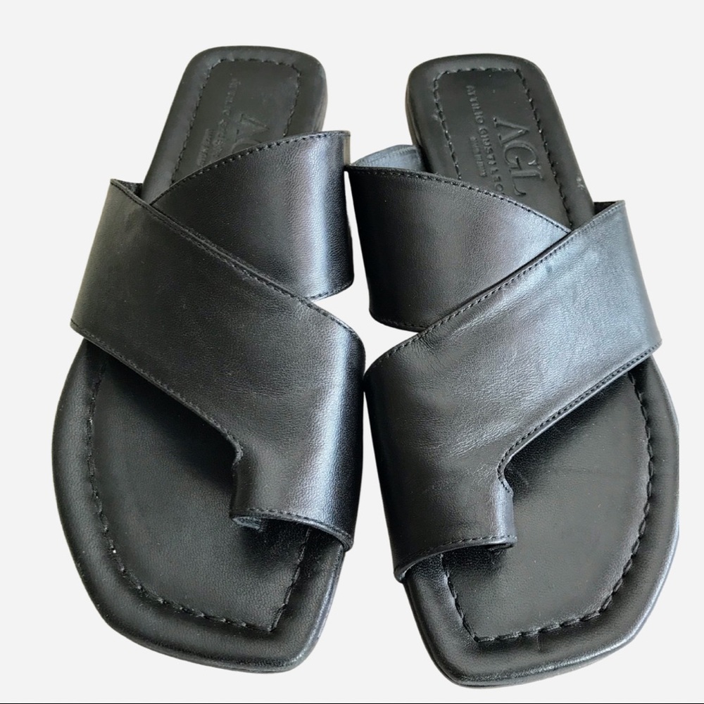 💙Attilio Giusti AGL Black Slip On Sandals 7.5 38
